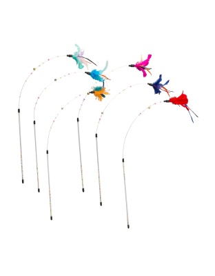 Spot 30" Wire & Beads Teaser Wand 6 Pc Assorted