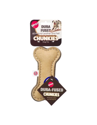 Spot Dura-fuse Leather Chunky Dog Toy Bone, 1ea/6 in