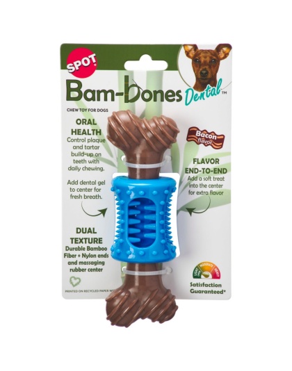 Spot Bambone Plus Dental Chew Dog Toy Bacon, 1ea/6.5 in