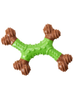 Bam-Bone Dental X-Bone Dog Toy Green/Brown 1ea/8 in