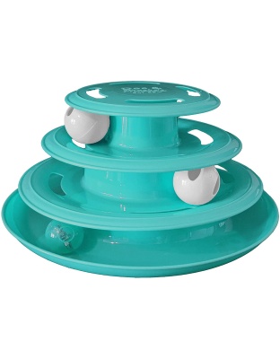 Doc and Phoebe Forever Fun Treat Track Cat Treat Dispenser Blue 5.25in