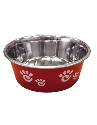 Spot Barcelona Stainless Steel Paw Print Dog Bowl Raspberry, 1ea/32 oz