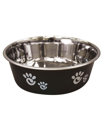 Spot Barcelona Stainless Steel Paw Print Dog Bowl Licorice, 1ea/64 oz