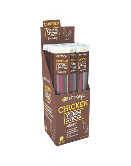 Etta Says! Chicken Yumm Sticks Dog Treat Display Box Chicken 24ea/24 ct