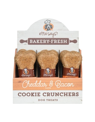 Etta Says! Cookie Cruncher Dog Treat Cheddar & Bacon 24ea/5 in