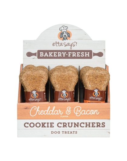 Etta Says! Cookie Cruncher Dog Treat Cheddar & Bacon 24ea/5 in