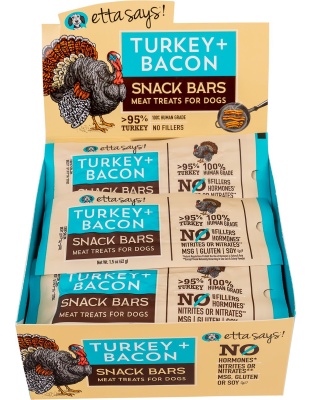 Etta Says! Meat Snack Bar Dog Treat Display Pork & Bacon 12ea/One Size