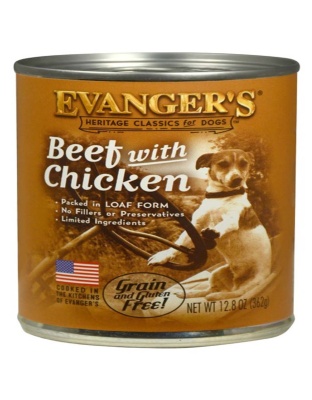 Evanger's Heritage Classic Wet Dog Food Beef w/Chicken 12.8oz. (Case of 12)