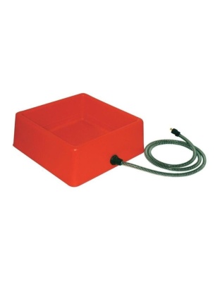 Plastic Heated Pet Bowl Square Red 1.25 Gal-60 Watt