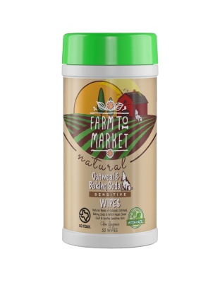 Farm to Market Natural Sensitive Oatmeal & Baking Soda Wipes w/ Witch Hazel 1ea/50 ct