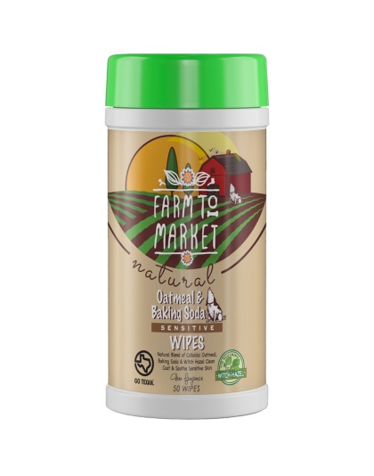 Farm to Market Natural Sensitive Oatmeal & Baking Soda Wipes w/ Witch Hazel 1ea/50 ct