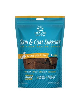 Farmland Traditions Simple Snacks Skin and Coat Support Jerky Dog Treats Chicken, 1ea/4.3oz.