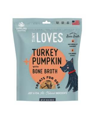 Farmland Traditions Tiny Loves Turkey and Pumpkin w/Bone Broth Dog Treats 1ea/16oz.