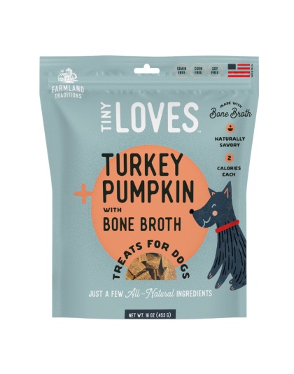 Farmland Traditions Tiny Loves Turkey and Pumpkin w/Bone Broth Dog Treats 1ea/16oz.