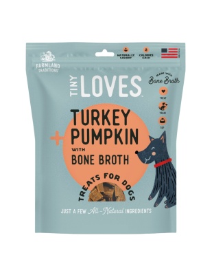 Farmland Traditions Tiny Loves Turkey and Pumpkin w/Bone Broth Dog Treats 1ea/6oz.