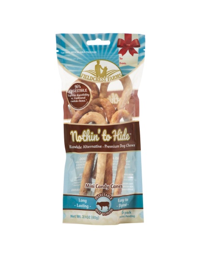 Fieldcrest Farms Nothin To Hide Mini Candy Cane Dog Treats Beef 1ea/6 pk