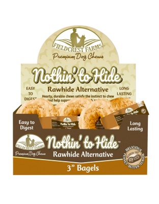 Fieldcrest Farms Nothin' to Hide Peanut Butter Bagels Dog Treat Peanut Butter 24ea/3 in, 24 pk