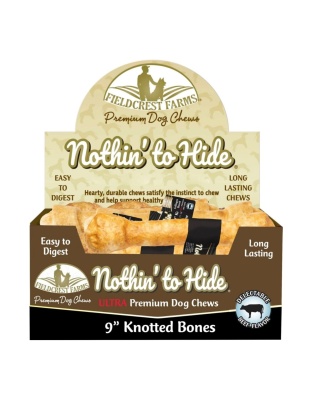 Fieldcrest Farms Nothin' To Hide Ultra Knotted Bone Dog Treat Beef 9 in  (Case of 14)