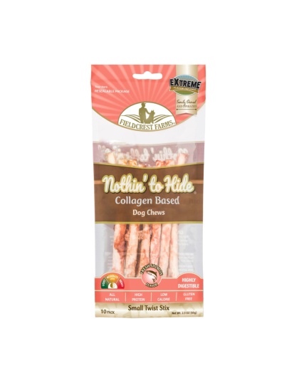Fieldcrest Farms Nothin' to Hide Collagen Twist Stix Dog Chew Salmon, 1ea/Small, 10 pk