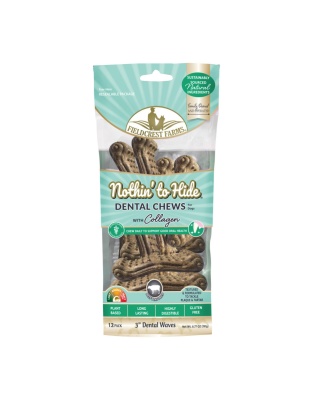 Fieldcrest Farms Nothin' to Hide Dental Wave Collagen Dog Chew Beef, 1ea/3 in, 12 pk