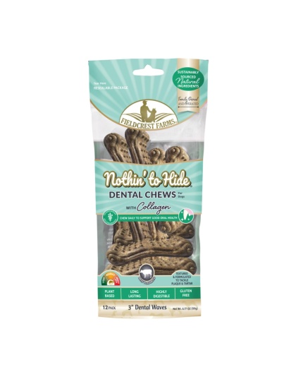 Fieldcrest Farms Nothin' to Hide Dental Wave Collagen Dog Chew Beef, 1ea/3 in, 12 pk