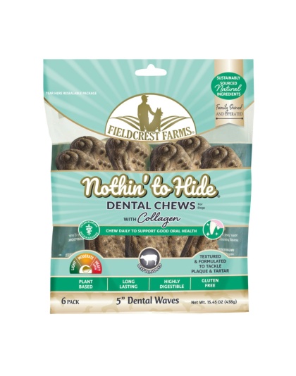 Fieldcrest Farms Nothin' to Hide Dental Wave Collagen Dog Chew Beef, 1ea/5 in, 6 pk