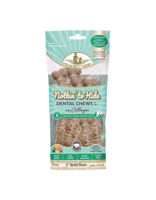 Fieldcrest Farms Nothin' to Hide Dental Bone Collagen Dog Chew Beef, 1ea/3 in, 12 pk