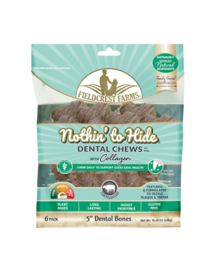 Fieldcrest Farms Nothin' to Hide Dental Bone Collagen Dog Chew Beef, 1ea/5 in, 6 pk