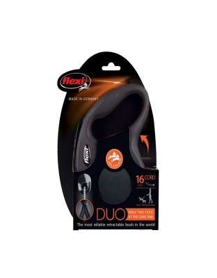 Flexi Classic Duo Cord Dog Leash Black 1ea/16 ft, MD, Up To 44 lb