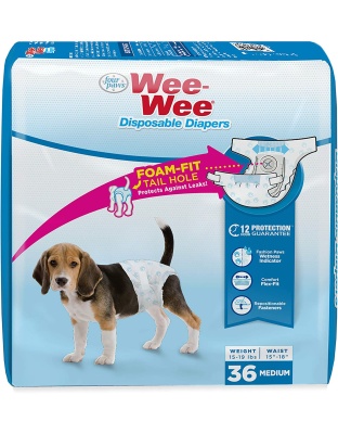 Four Paws Wee-Wee Disposable Dog Diapers Diaper 1ea/Medium (36 ct)