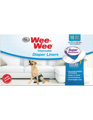 Four Paws Wee-Wee Super Absorbent Disposable Dog Diaper Liners Diaper Liner 1ea/One Size (10 ct)