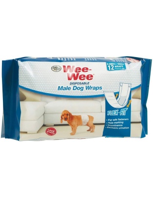 Four Paws Wee-Wee Disposable Male Dog Wraps 12 Count 1ea/XS / SMall