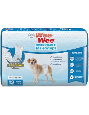 Four Paws Wee-Wee Disposable Male Dog Wraps 12 Count 1ea/Medium / Large