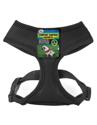 Four Paws Comfort Control Dog Harness Black 1ea/SMall