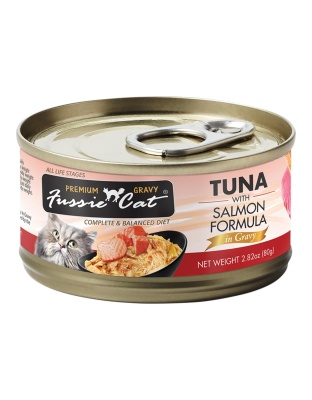 Fussie Cat Premium Tuna with Salmon Formula in Gravy 2.82oz. (Case of 24)