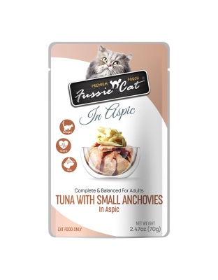 Fussie Cat Premium Tuna with Small Anchovies in Aspic 2.47oz. Pouch