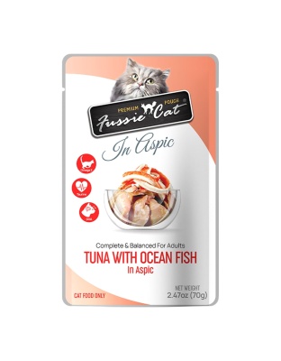Fussie Cat Premium Tuna with Oceanfish in Aspic 2.47oz. Pouch (Case of 12)