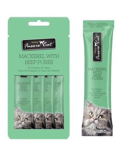 Fussie Cat Puree Mackerel Beef 2oz/18count