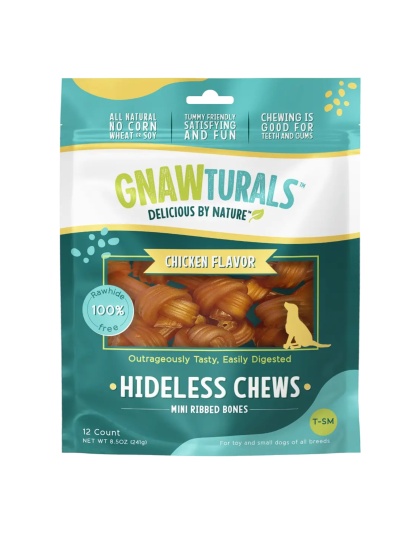 Gnawturals Hideless Chews Ribbed Bone Chicken Mini 12 Count