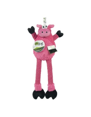 Godog Checkers Skinny Pig Dog Toy Pink Large