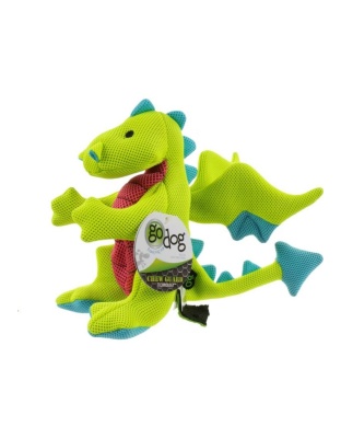 Godog Dragons Squeaky Plush Dog Toy Green Large