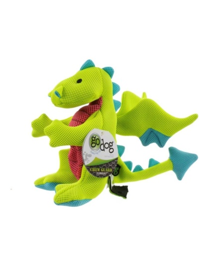 Godog Dragons Squeaky Plush Dog Toy Green Large