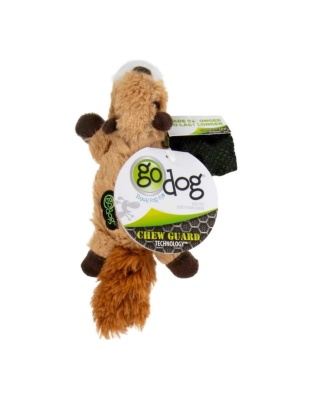 Godog Flatz Squirrel Squeaky Plush Flattie Dog Toy Brown XSmall