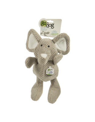 Godog Checkers Elephant Dog Toy Gray Large