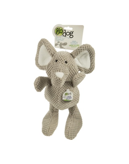 Godog Checkers Elephant Dog Toy Gray Large