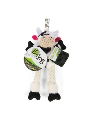 Godog Checkers Skinny Cow Dog Toy Black/White Mini