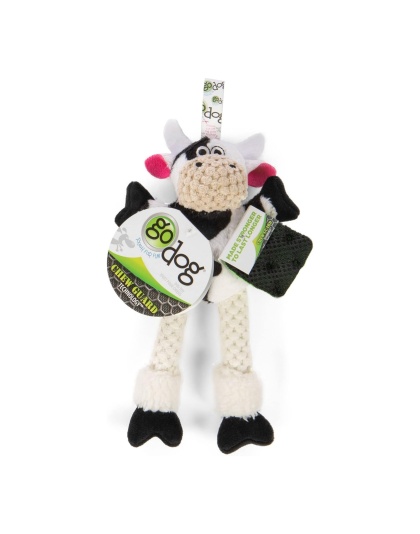Godog Checkers Skinny Cow Dog Toy Black/White Mini
