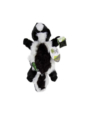 Godog Flatz Skunk Squeaky Plush Flattie Dog Toy Black Large