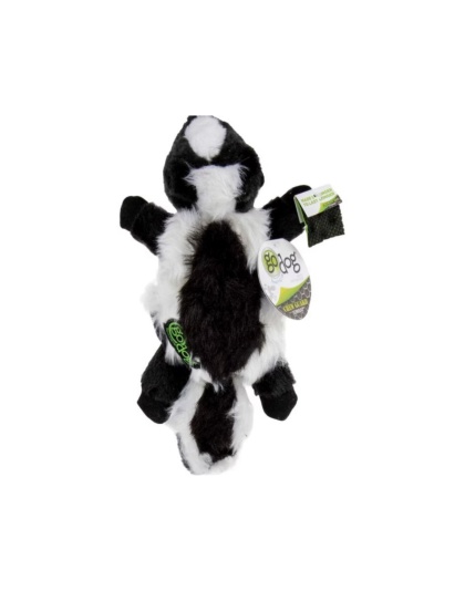 Godog Flatz Skunk Squeaky Plush Flattie Dog Toy Black Large