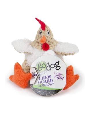 Godog Just For Me Sitting Rooster Dog Toy White Mini